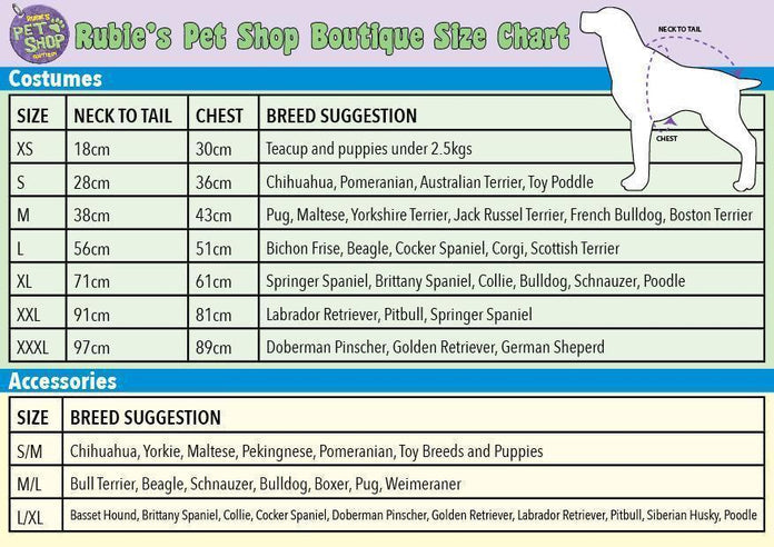 Costumes Australia Size Chart Yoda Star Wars Pet Costume