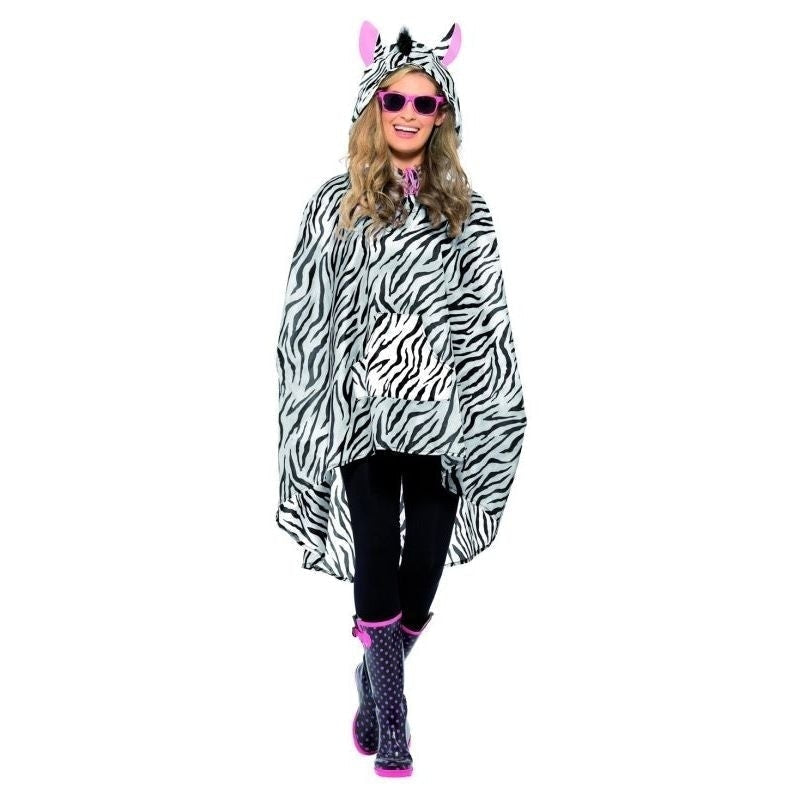 Costumes Australia Zebra Party Festival Poncho Adult White Black Drawstring Bag_2