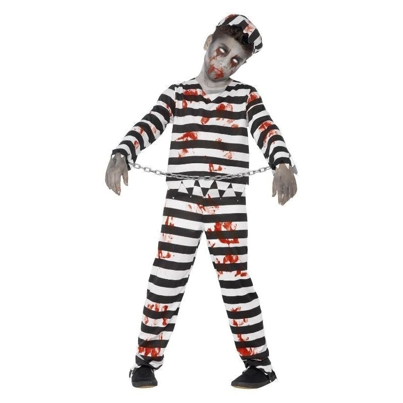 Costumes Australia Zombie Convict Costume Kids White Black Striped_4