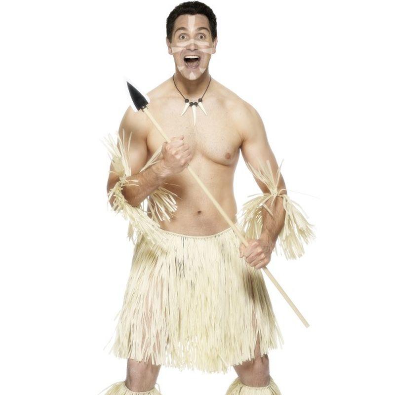 Costumes Australia Zulu Warrior Costume Adult Cream Straw Skirt_1