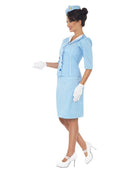 Air Hostess Costume Adult Blue Skirt Jacket Hat Gloves Suit