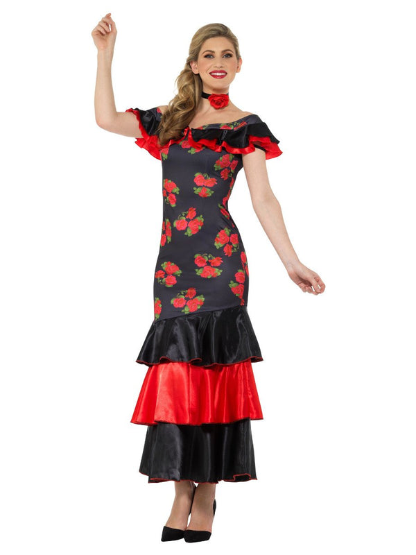 Flamenco Lady Costume Black & Red Adult
