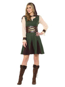 Robin Hood Lady Costume Green & Brown Adult