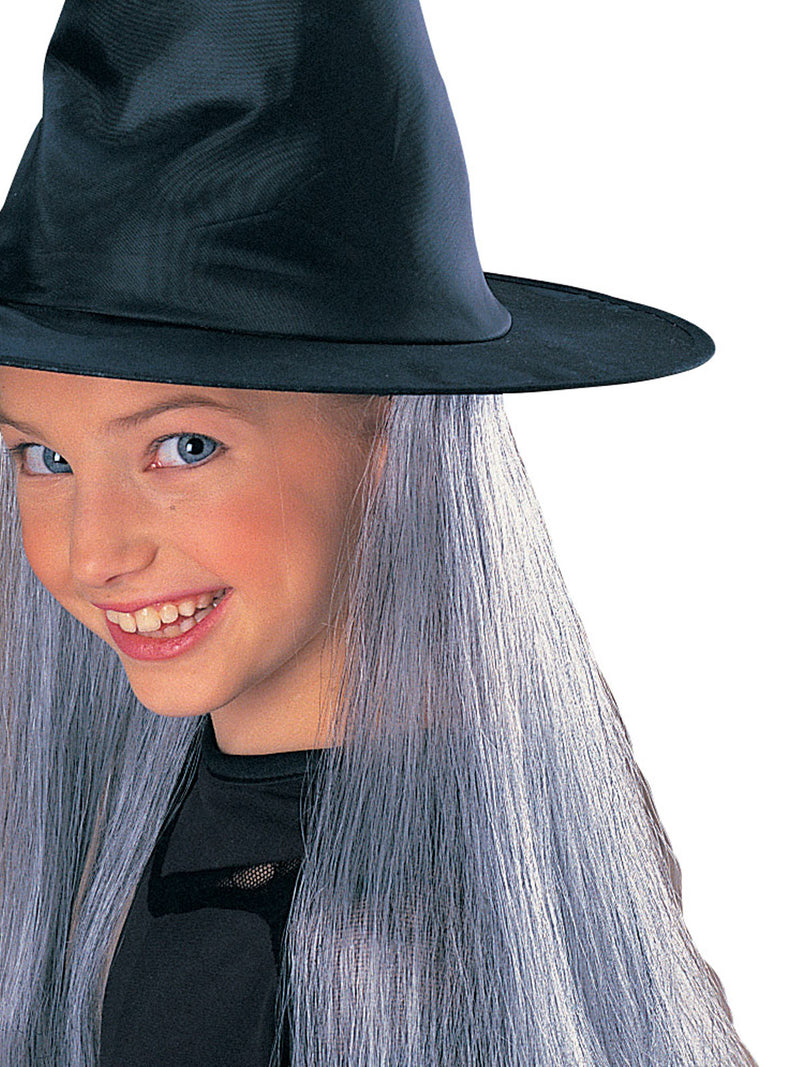Witch Hat With Hair Grey Child Womens