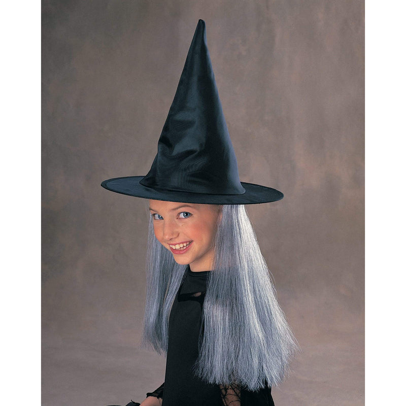 Witch Hat With Hair Grey Child Womens