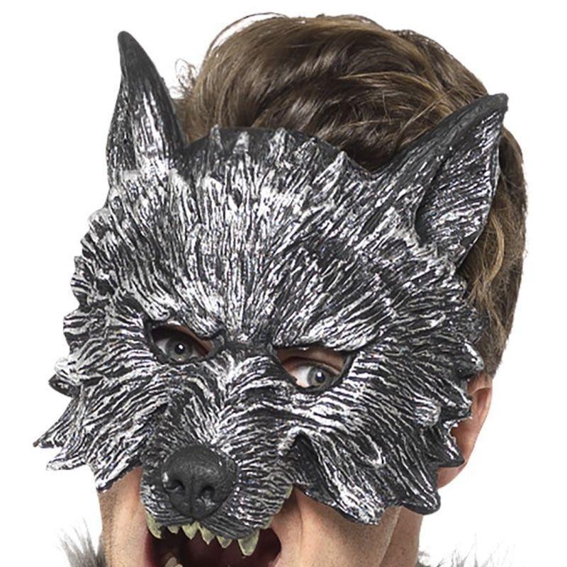 Deluxe Big Bad Wolf Mask Adult Grey Mens -1