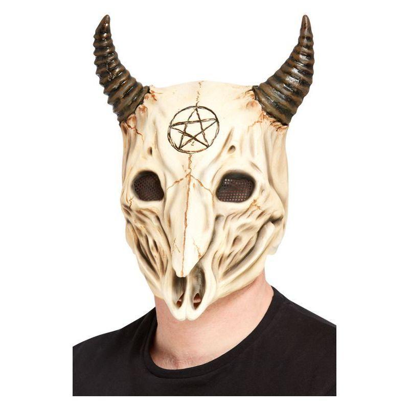 Satanic Ram Skull Overhead Mask Latex Unisex White -1