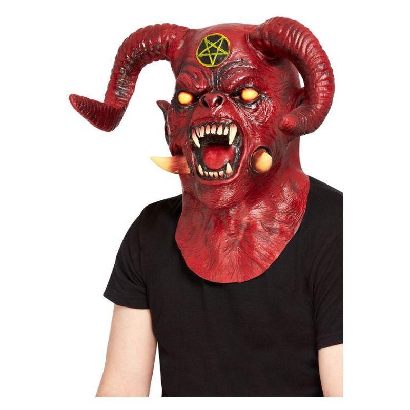 Satanic Devil Overhead Mask Latex Unisex Red -1