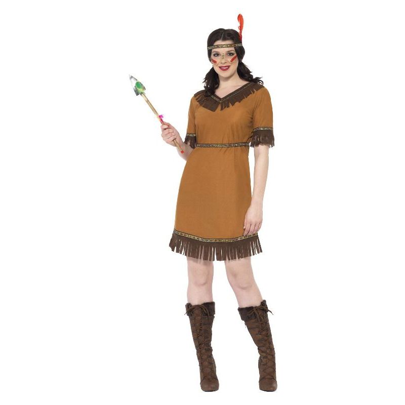 Native American Inspired Maiden Costume Adult Tan Womens Brown