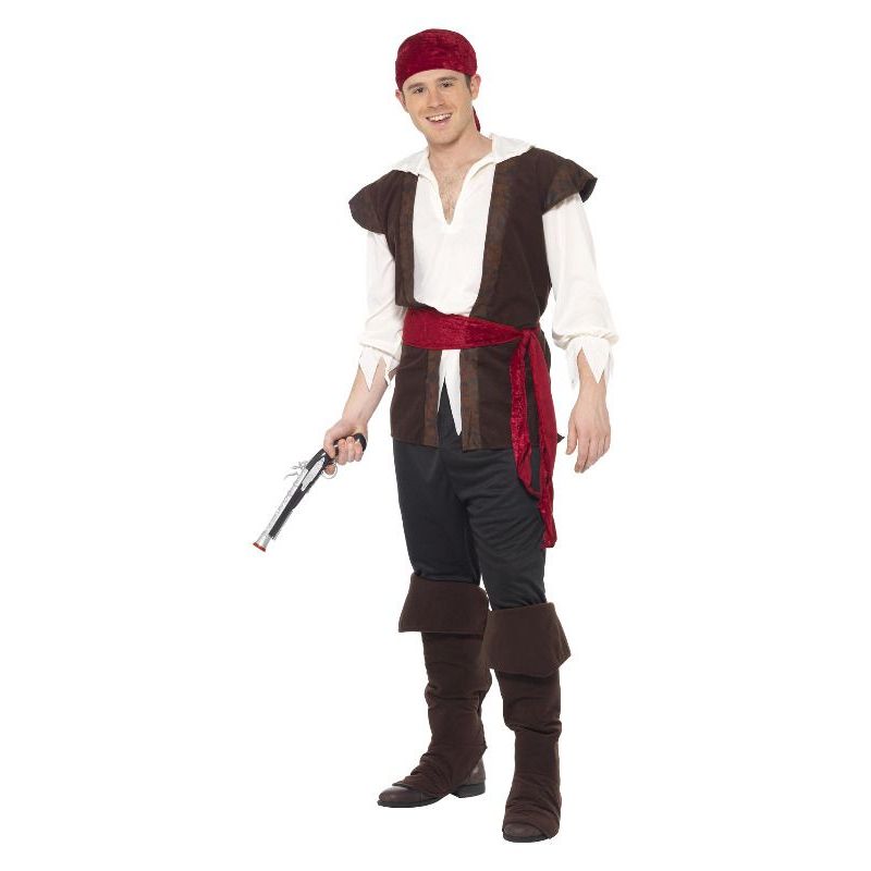 Pirate Costume Adult Brown White Mens -1