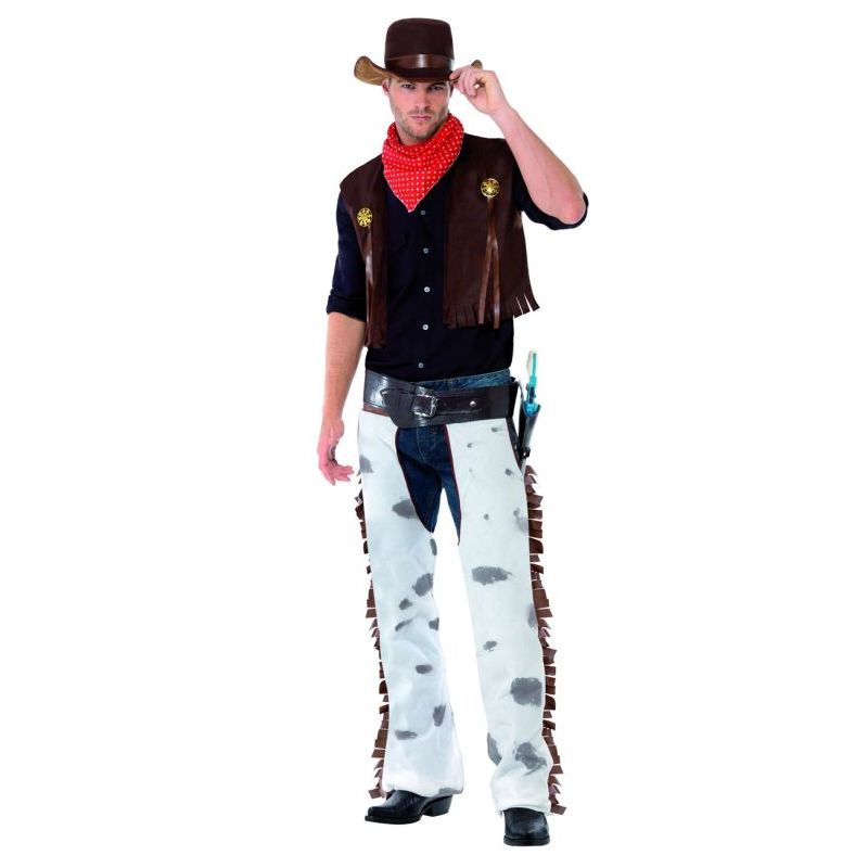 Cowboy Costume Adult Mens Brown -1