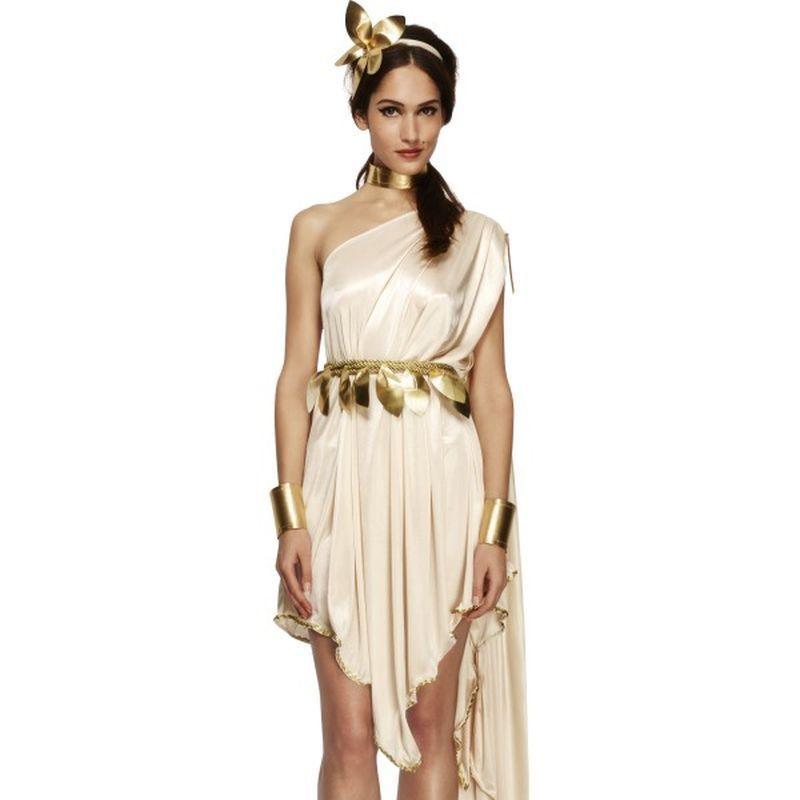 Fever Goddess Costume - UK Dress 8-10 Womens White/Gold
