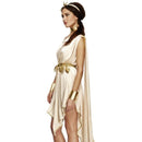 Greek Goddess Costume Adult White Gold Dress with Belt