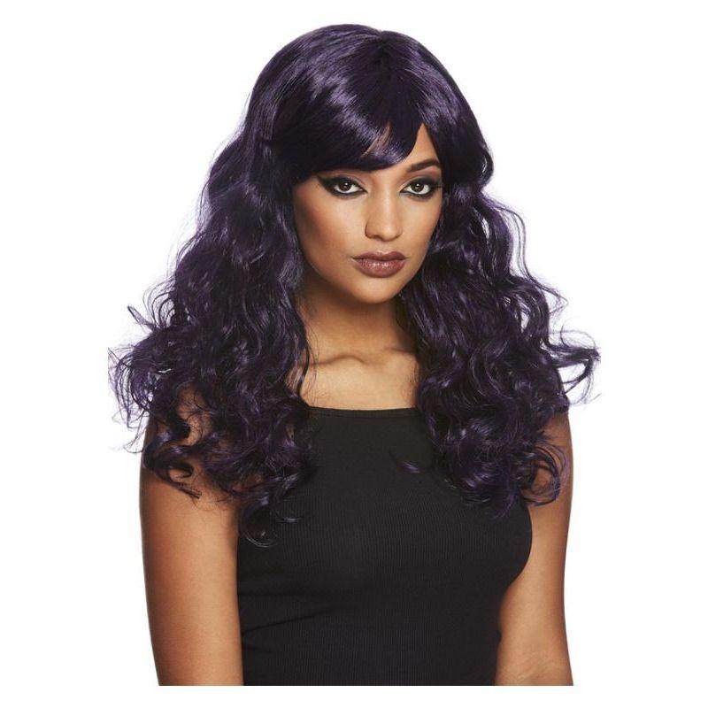 Gothic Seductress Curly Wig & Purple Womens -1