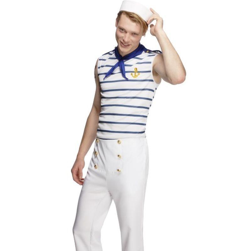Fever Male French Sailor Costume Adult White Blue Mens -1