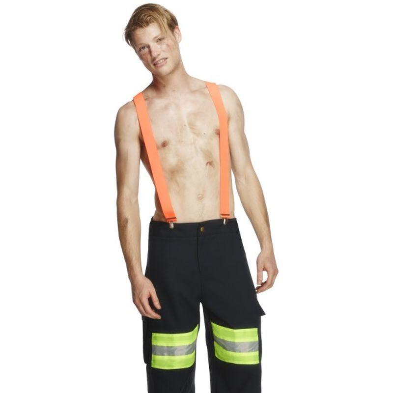 Fever Male Firefighter Costume Adult Blue Orange Mens -1