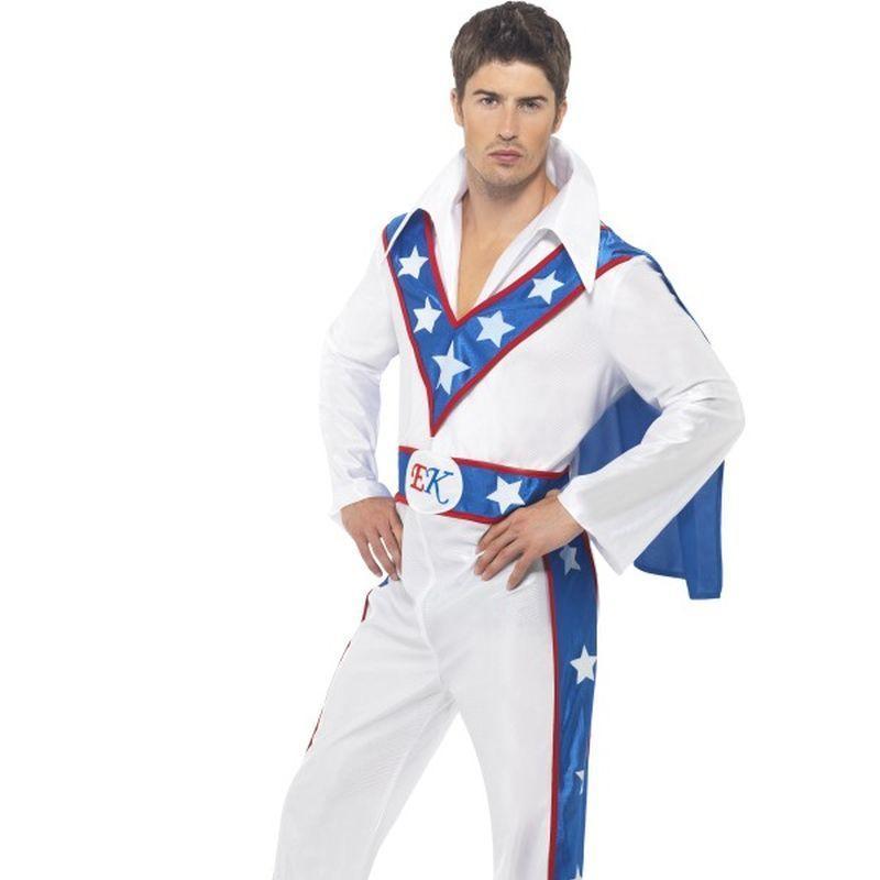Evel Knievel Costume Adult White Blue Mens -1