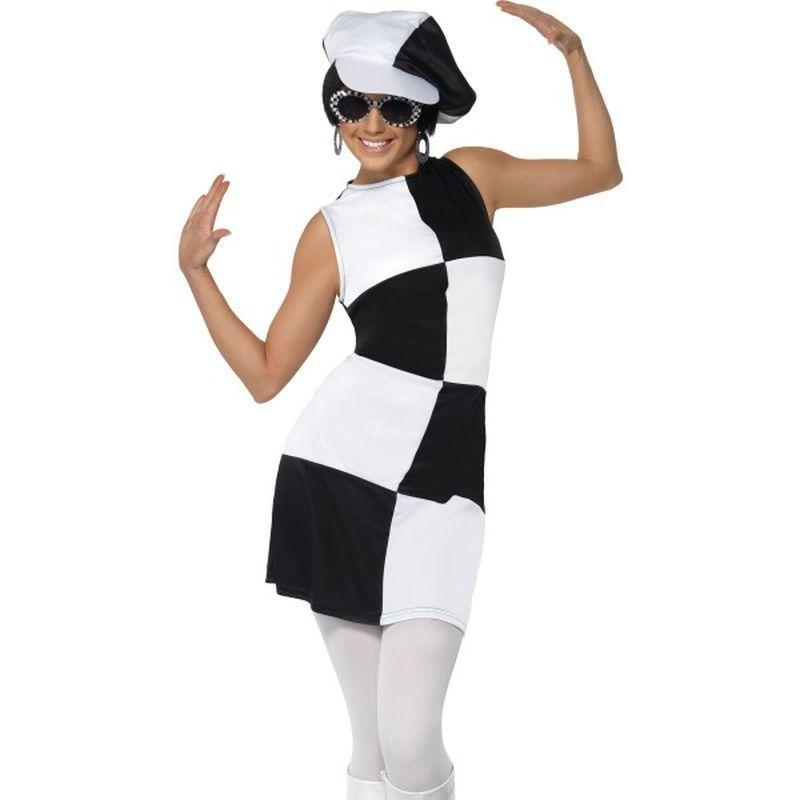 1960S Party Girl Costume, Black and White - UK Dress 8-10 Womens Black/White