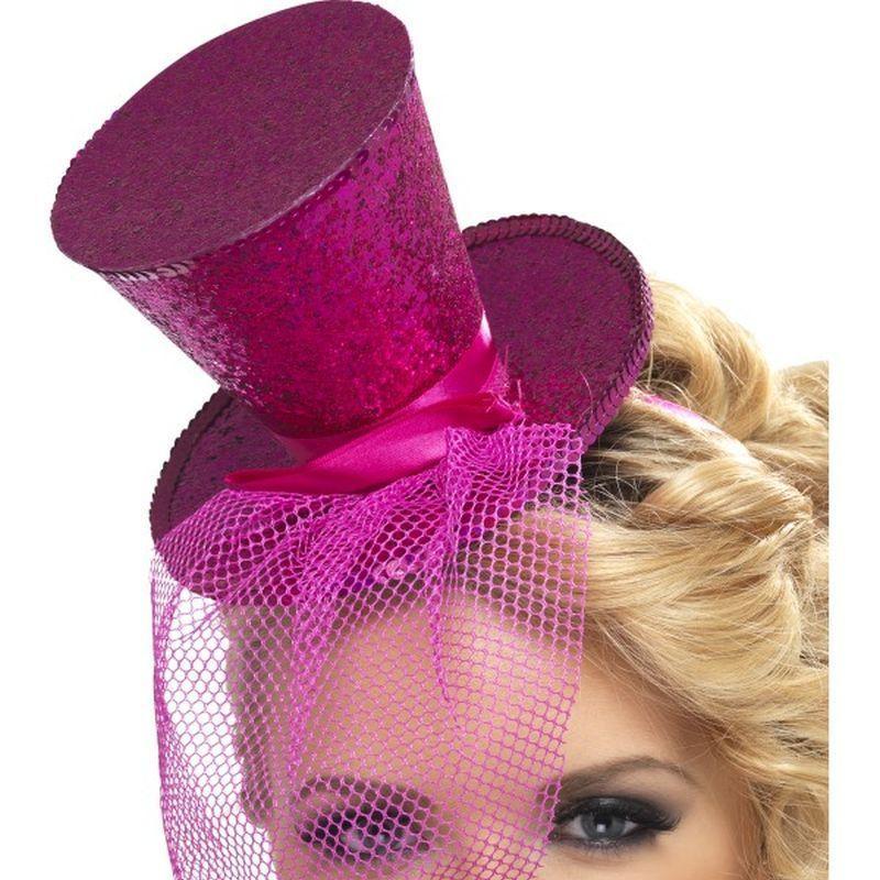 Fever Mini Top Hat On Headband Adult Hot Pink Womens -1