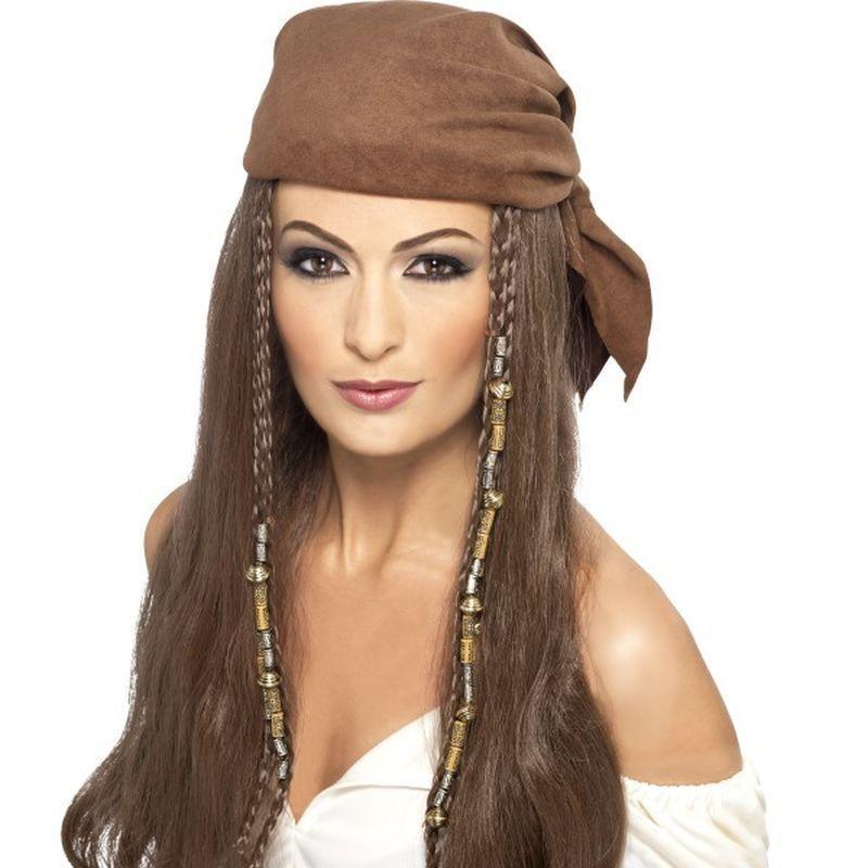 Pirate Wig Adult Brown Womens -1