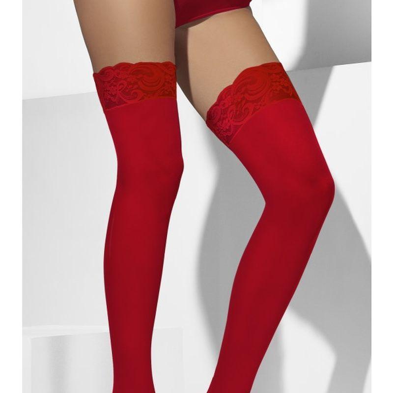 Sheer Hold Ups Adult Red Womens -1