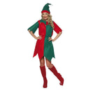 Elf Costume Ladies Red Green Tunic Hat Bells