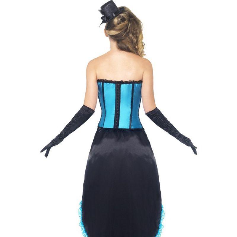 Burlesque Dancer Costume Adult Blue Corset Black Dress