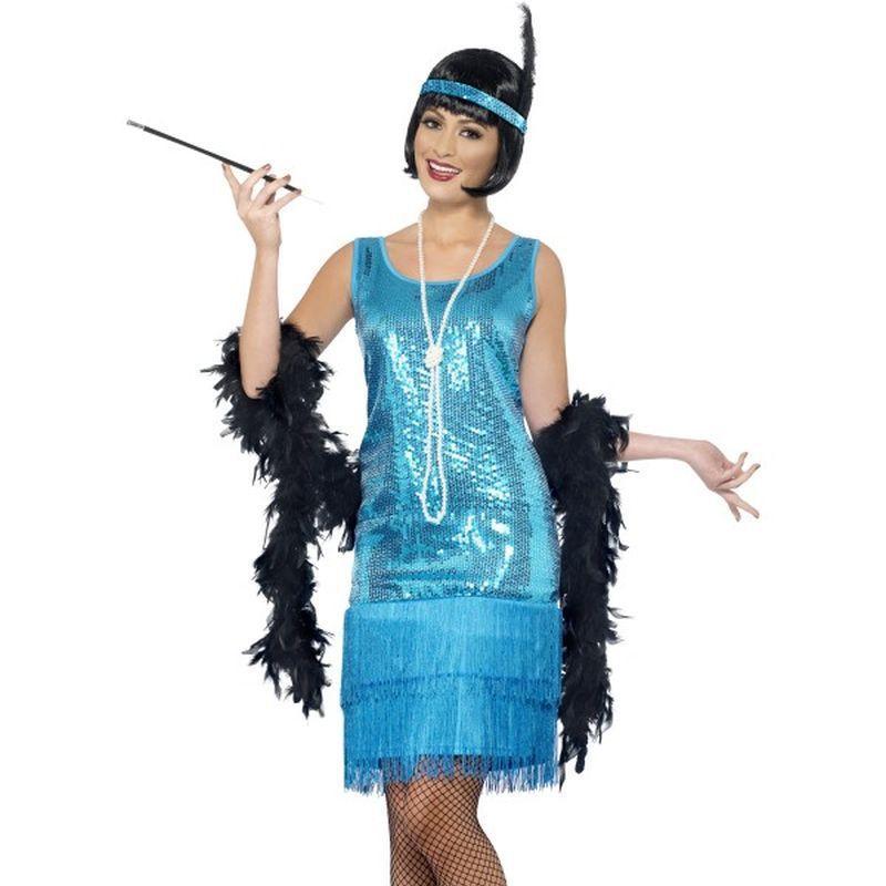 Flirty Flapper Costume - UK Dress 8-10 Womens Blue