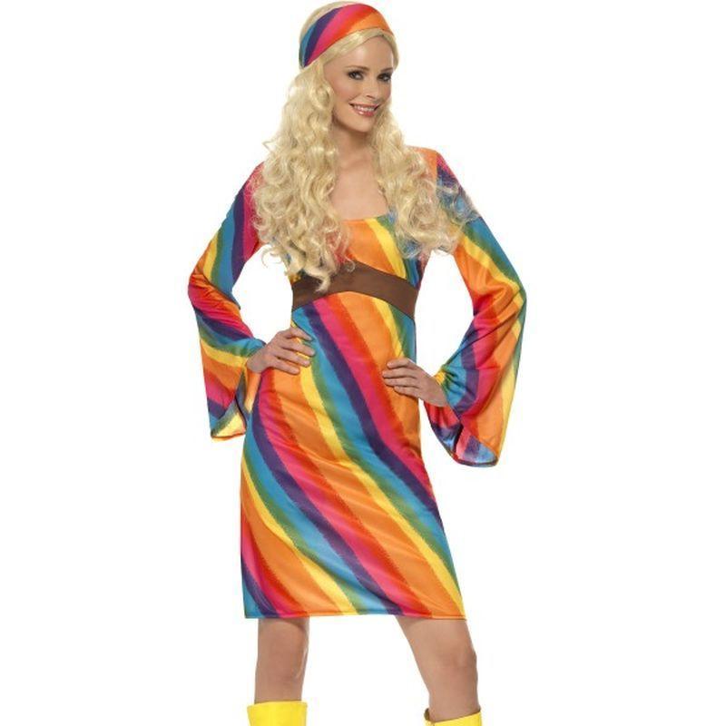 Rainbow Hippie Costume - UK Dress 8-10 Womens Rainbow