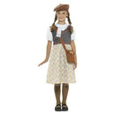 Evacuee School Girl Costume Kids Grey Dress Hat Bag Name Tag