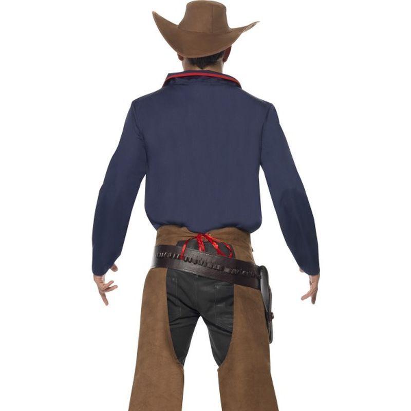 Rodeo Cowboy Costume Adult Blue Shirt Brown Chaps