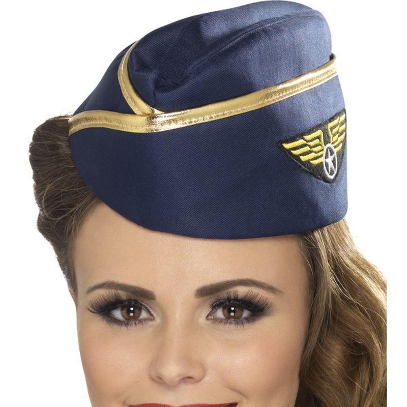 Air Hostess Hat Adult Blue Womens -1