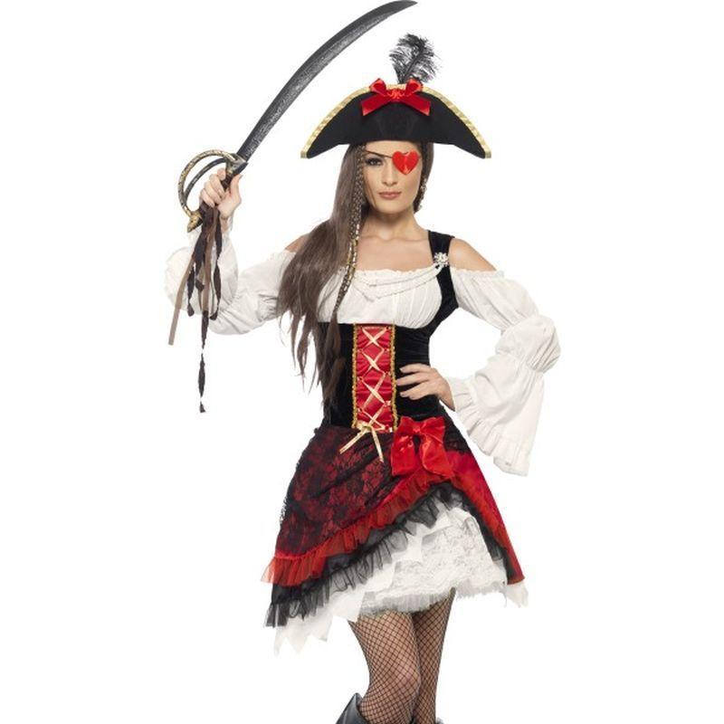 Glamorous Lady Pirate Costume Adult White Red Womens -1