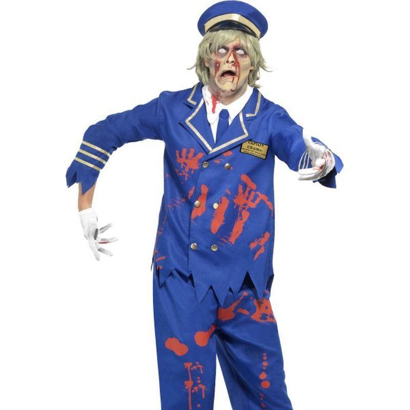 Zombie Pilot Captain Costume Adult Blue White Mens -1