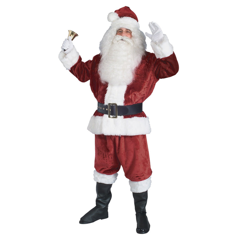 Santa Claus Crimson Plush Costume Adult Mens Red