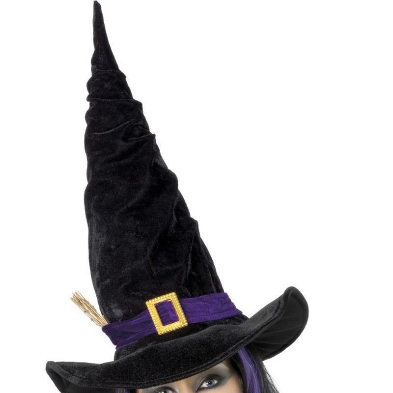 Witch Hat Black with Purple Belt - One Size