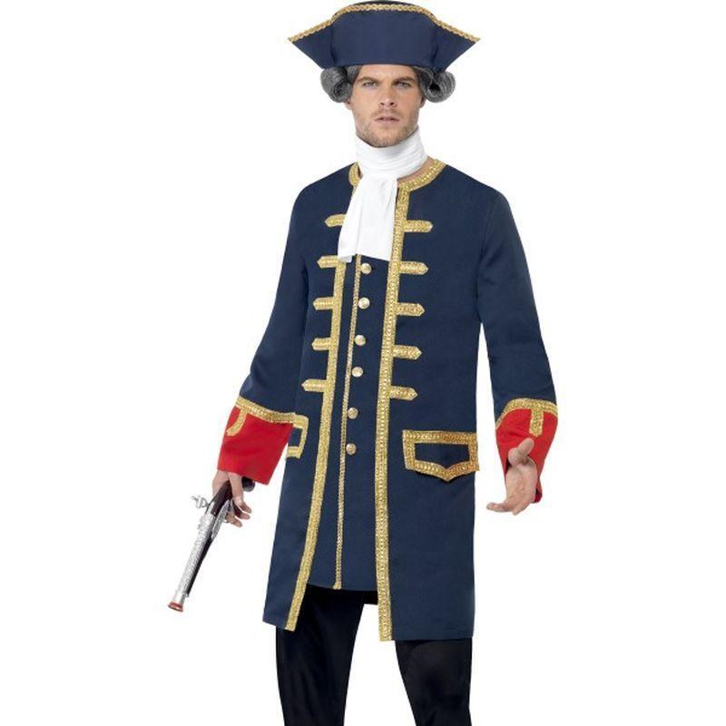 Pirate Commander Costume Adult Blue Gold Mens -1