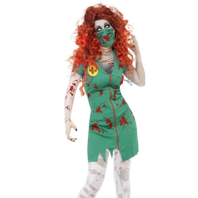 Zombie Scrub Nurse Costume - UK Dress 8-10 Womens Green