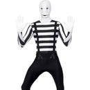 Mime Second Skin Costume - Medium Mens Black/White