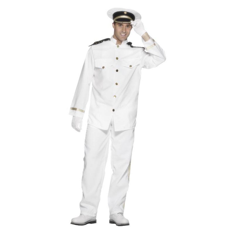 Captain Costume Adult White Mens -1