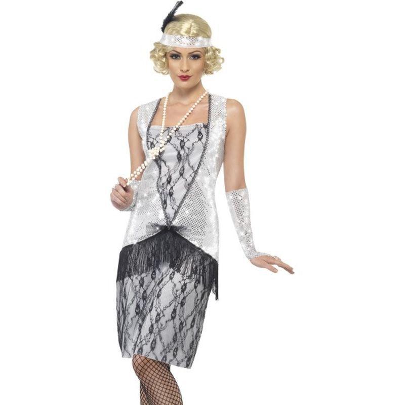 Flapper Costume Adult Silver Womens -1