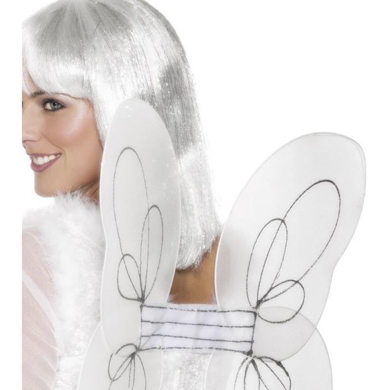 Angel Glitter Wings White And Silver Adult Womens -1
