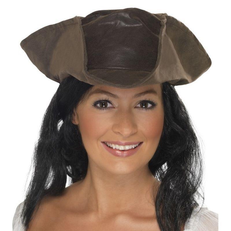 Leather Look Pirate Hat - One Size
