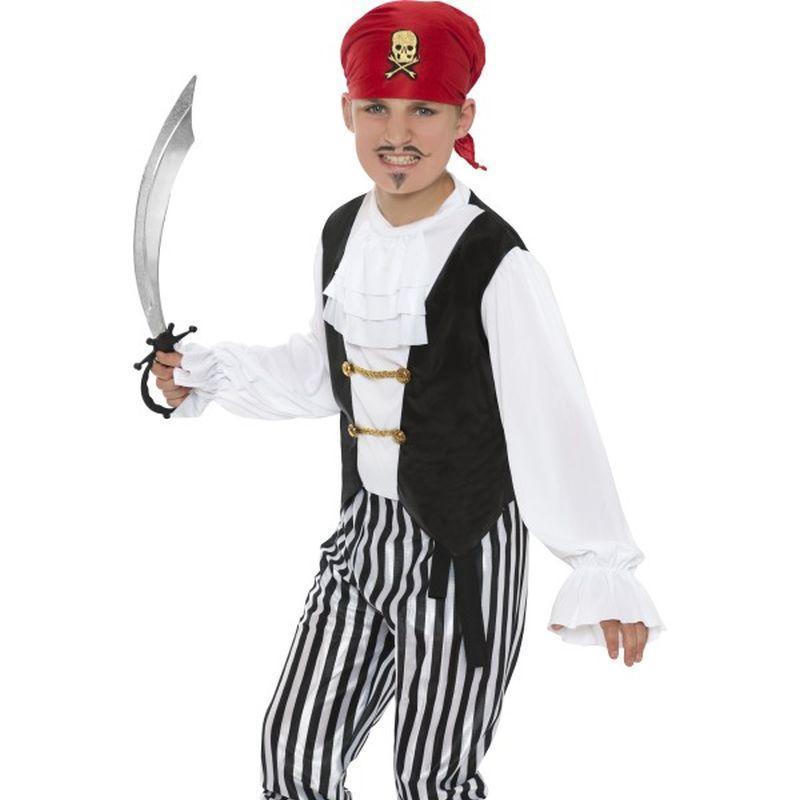 Pirate Costume - Small Age 3-5 Boys Black/White/Red