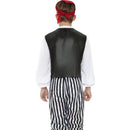 Pirate Costume Kids Black White Red Shirt Waistcoat Trousers Belt Headscarf Boot Covers