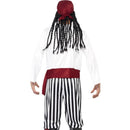 Pirate Man Costume Adult White Black Red Shirt Trousers Headpiece Belt