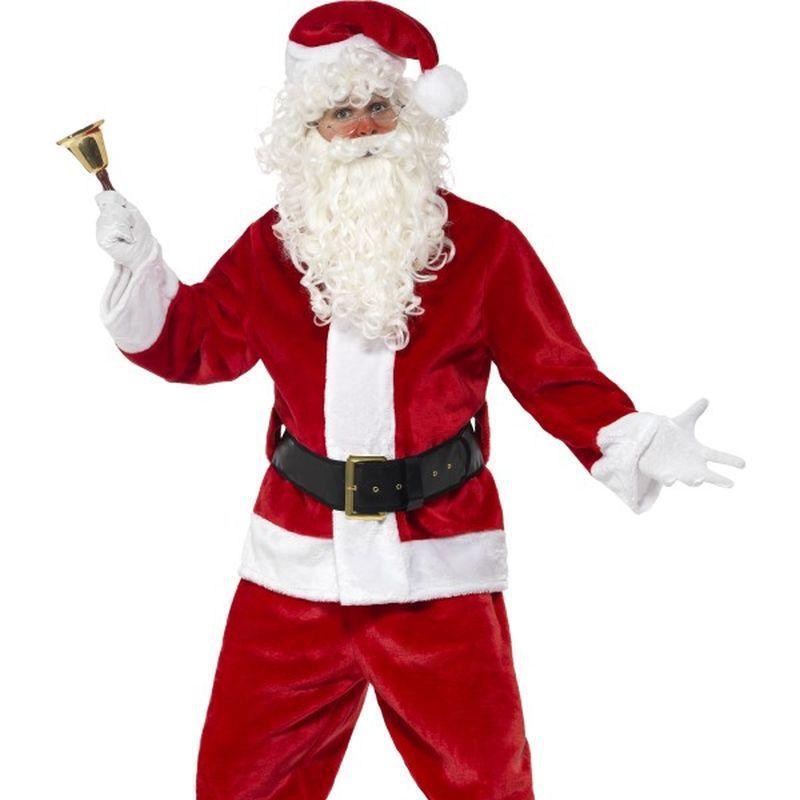 Plush Santa Suit Costume - One Size Mens Red/White
