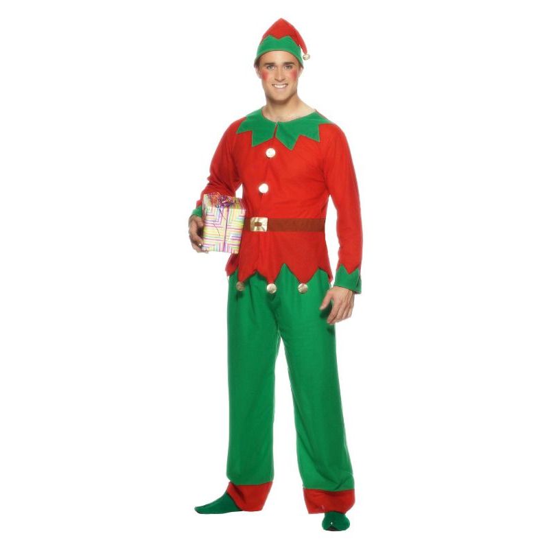 Elf Costume Adult Red Green Mens