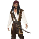 High Seas Pirate Costume Adult Brown White Mens -1
