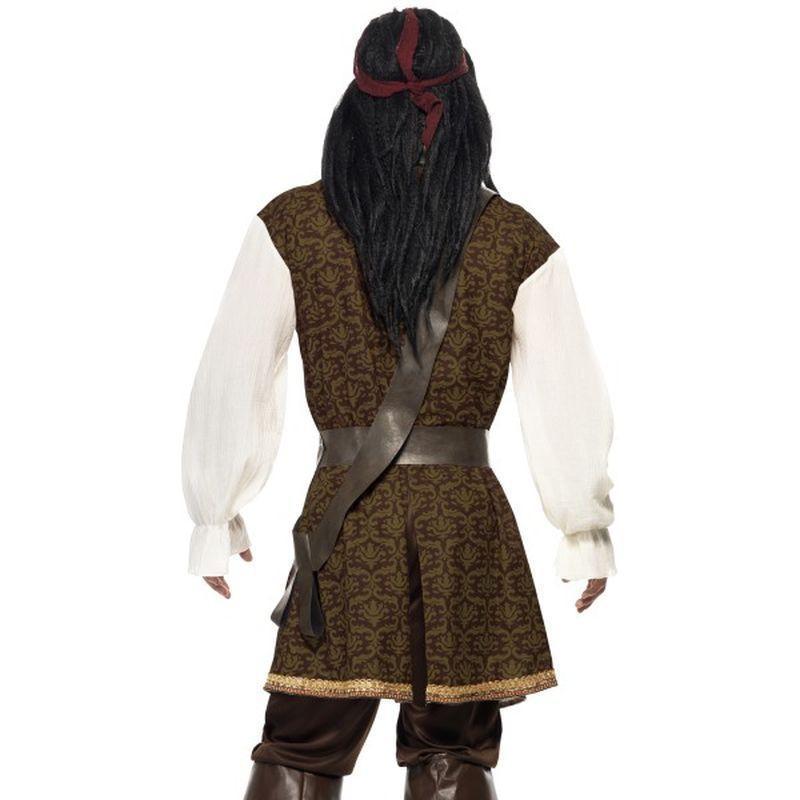 High Seas Pirate Costume Adult Brown White Mens -2